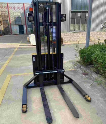 3500mm Full electric walkie stacker with widen fixed leg and forged fork used in narrow spaces