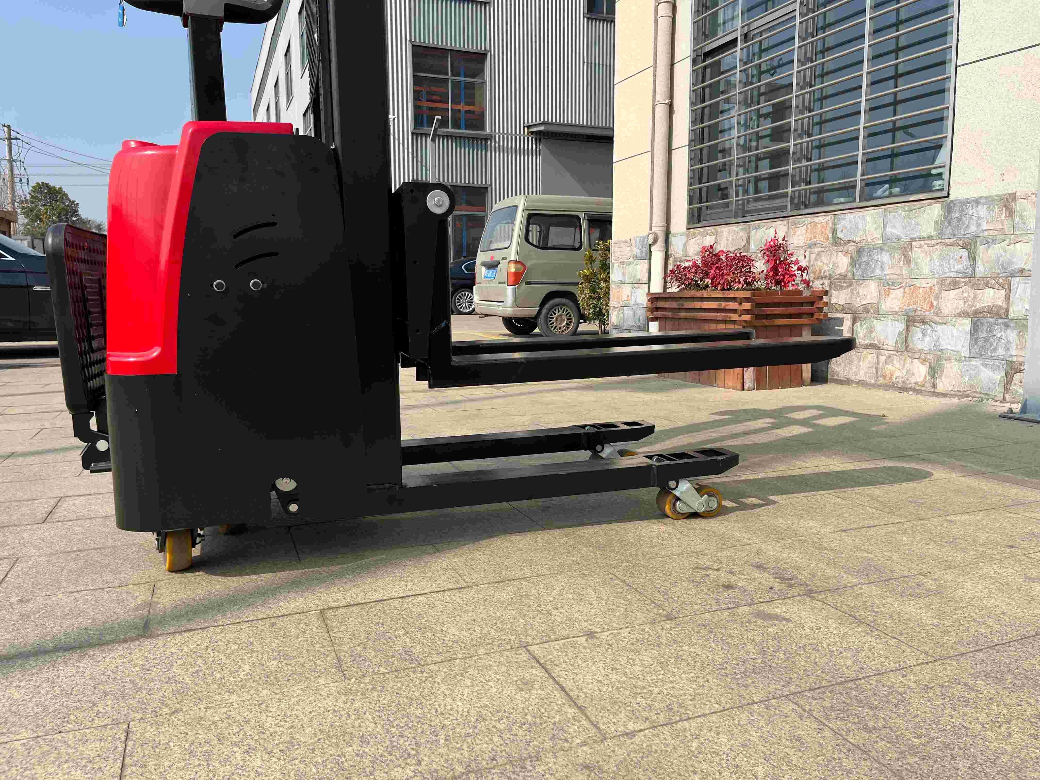 Double Lift 1 ton 1.6m 2m 2.5m 3m Electric Ride On Pallet Stacker
