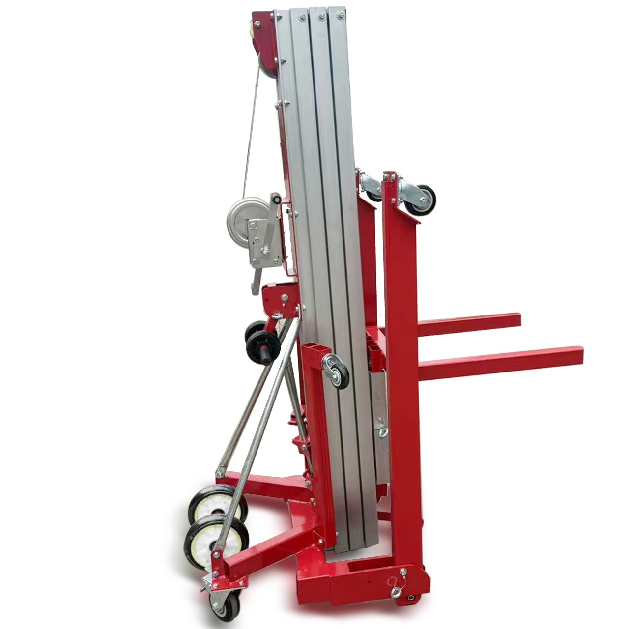 Outrigger Footprint 1.70*1.67 Human Hand Cranked Aluminum Alloy Lift With Platform Height Max 9m