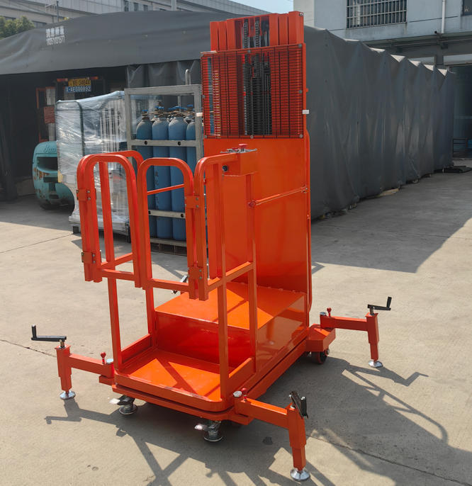 Indoor Semi Electric Order Picker Built for Light Machinery Service and Elevated Picking Tasks