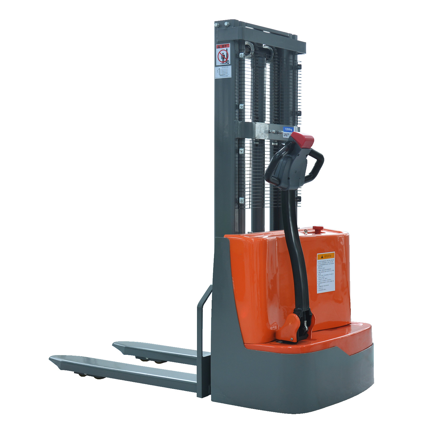 Electric Wdith 850mm Walking 1.6M Straddle Pallet Lift Stacker